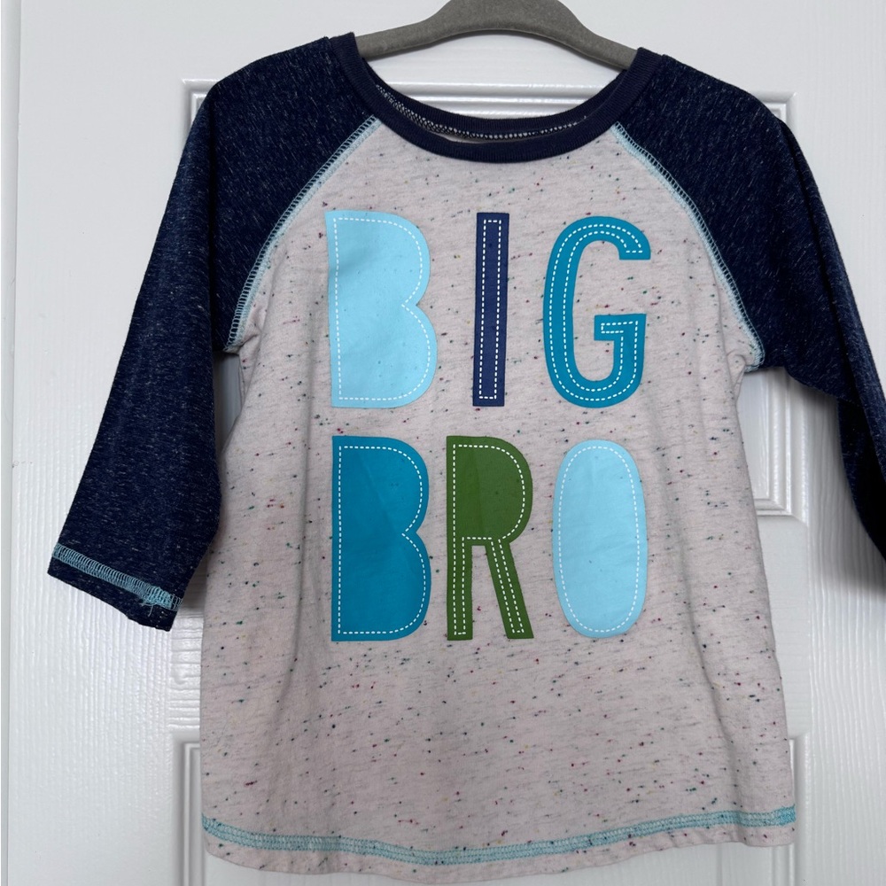 Mud Pie Big Brother Tee - Light Gray with Navy Sleeves